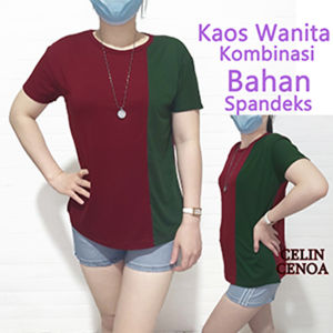 COD-Kaos Wanita Lengan Pendek Terbaru kombinasi / Tshirt Wanita O neck Lengan Pendek Terlaris / Baju Atasan Wanita Lengan Pendek kombinasi Termurah / Tumblr Tee Wanita Polos Bahan Spandeks