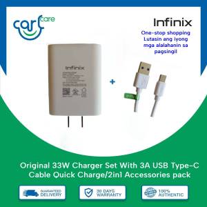 Original infinix 33W Charger Set With 3A USB Type-C Cable Quick Charge/2in1 Accessories pack /Charger type C
