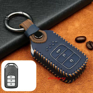 Honda Accord BRV HRV CRV Jazz Civic City Key Cover Leather Smart Key Remote Case Cover with Hand Knitted Rope