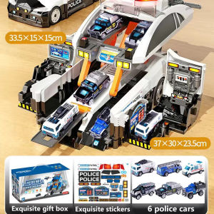 Childrens Storage Scene Fire Police Car Deformation Catapult Track Parking Lot Sound And Light Puzzle Model Toy Car