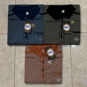 (COD) KAOS CRS 91 KRAH SALUR TERBARU | kerah distro terbaru pria dewasa kekinian | motif salur terbaru