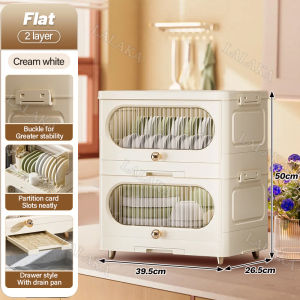 Foldable Plastic Dish Drainer Cabinet Aesthetic Dish Storage Dryer Cabinet With Cover For Plates