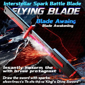 Colorful Streamer Glowing Sparkblade Sword Toys with Spark & Smoke Effect Light Sword Collectible Cosplay Toy Katana