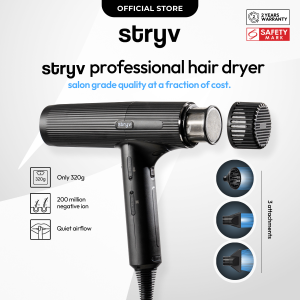 Stryv Professional Hair Dryer | Powerful & Light Hair Dryer | Bladeless Professional Grade Hair Dryer | 90000 RPM Motor