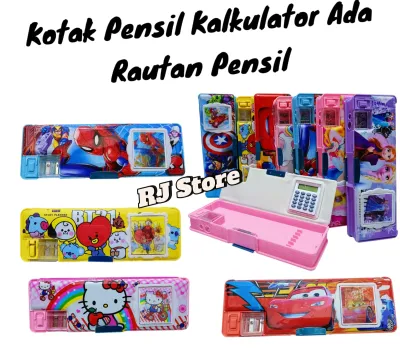 Kotak Pensil Magnet / Tempat Pensil Calculator / Karakter Kartun Banyak Pilihan