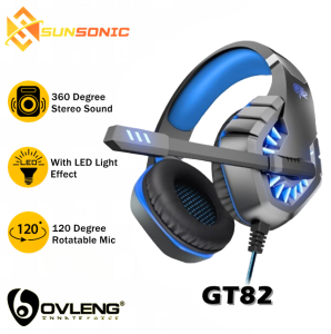 OVLENG GT82 Stereo High Power Bass Ergonomic Design LED Effect Gaming Headphones with Rotatable Microphone 3.5mm Jack