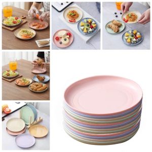11Pcs/Set Square Dessert Plate Wheat Straw Fruit Snack Dishes Sauce Seasoning Salad Bowls Color Random