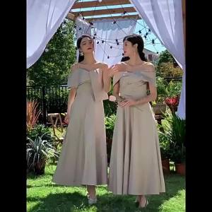 Champagne Satin Bridesmaid Dress for Girls: A Perfect Evening Gown