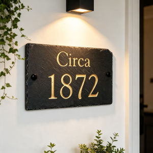 Custom Slate House Sign Sandblasting Personalized House numer outdoor Slate Address Sign Door Number UV Print Entrance Door Sign