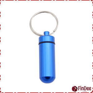 FinDee กล่องยายาพวงกุญแจอลูมิเนียม กล่องใส่ยาขนาดเล็กแบบพกพากันน้ำ Keychain Pill Box