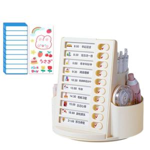 2 in 1 Stationery Organisers Pencil Holder Rotating Pen Holder with Calendar Desk Organizers 2025 Desk Calendar