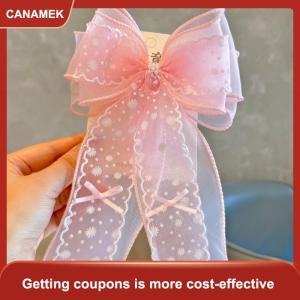 【CANAMEK 】 Daisy Mesh Lace Bow Hairpin For Girls Childrens Hairgrip Clip Barrette Headwear Hair Accessories