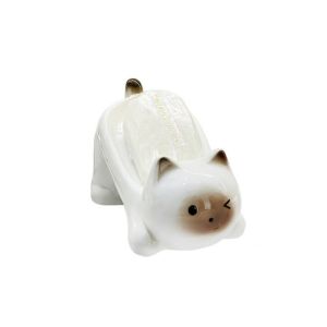 XYAX Phim hoạt hình Hộp xà phòng cho mèo Dễ thương Gốm sứ Khay xà phòng Đồ trang trí bàn làm việc Hộ gia đình Giá đỡ xà phòng Nhà vệ sinh