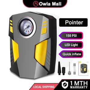 12V Portable Car Electric Tyre Pump with LED Light  Air Pump Tire Inflator Car Tyre Inflator Air Compressor Tyre Inflator Digital Car Tire Inflator pcp pump set  Tayar Pam angin kereta Tayar Kereta Motor 150PSI Cars Bikes