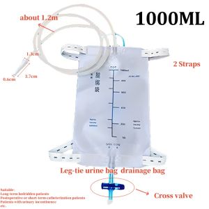External Disposable Sterile Urine Bag PVC Storage Urinary Drainage Sack Pee Leg Bag Storage Bag With Cross Valve Catheter 500/750/1000ml
