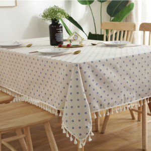 Nordic Table Cloth Art Cotton Pastoral Print Embroidery Tablecloth Tassel Coffee Table Cover Deco Dining Table Cloth COD