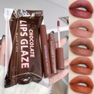 5pcs/set Chocolate Matte Lip Glaze Set Long Wearing Non-fading Lipstick Lip Glaze