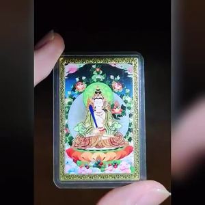 Vintage Tibetan Color Painting Copper Talisman Card 12 Zodiac Eight Dharma Protector Buddha Pocket Amulet Laminated Portable Worship Card Gift