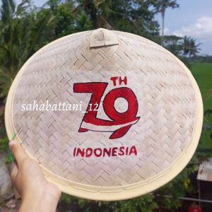 Caping petani anak lukis tema kemerdekaan / topi caping HUT RI ke-79