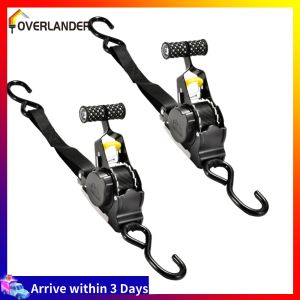 【Fast Shipping】 2Pcs Auto Reel Ratchet Tie Down Straps 3.3M with Hooks for Secure Luggage and Cargo Transport
