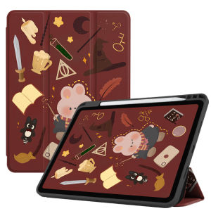 FCRBP Vỏ iPad hoạt hình dễ thương gấp ba lần  có khe cắm bút cho iPad Pro 11 inch 2020 2021 2026 Air 4 Air 5 10.9 iPad 6 8.3 Máy tính bảng Apple M2 iPad 10.2 9th 8th 7th gen 6th 5th 9.7 bao gồm tất cả các vỏ thông minh chống rơi