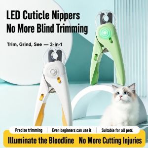 HAF0083 3 trong 1 Kéo cắt móng thú cưng Chống bắn nước có đèn LED Dụng cụ cắt móng tay Đồ dùng cho thú cưng Dễ sử dụng Dành cho chó
