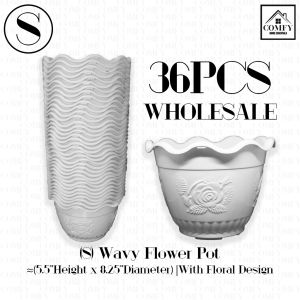 Wholesale (36 pcs) Small Wavy Flower Pot - 5.5" Height x 8.25" Diameter - Floral Design - Onhand Stock