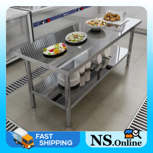 NS 304 Stainless steel workbench kitchen console packing table furniture Double layer stainless table 150*60*80
