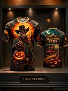 🎃3D clothing👻 Halloween Skeleton 3D Digital Printed Mens T-shirt Street Trendy Wear Loose Short Sleeves