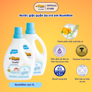 [COMBO 2] Nước giặt quần áo cho bé NumNim Thái Lan thành phần hữu cơ dịu nhẹ - Khử khuẩn (Anti Bacteria) - 1L - Hàng Chính Hãng