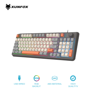 XUNFOX K82 Backlit 94 Key Mixed Ledlight Contrast Color USB Wired Membrane Gaming Keyboard