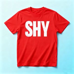 Distressed SHY Letter Slogan Graphic Print Loose Short Sleeve Tee Men Casual Streetwear Daily Personality Outfit