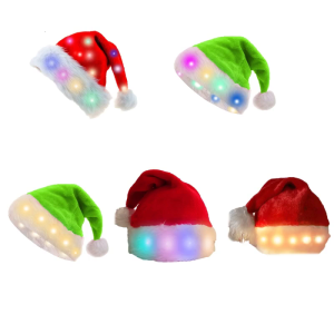 Santa Hat Light Up Christmas Hat Santa Hat with LED Lights Flashing Santa Hat for Adults &kids Christmas Gifts