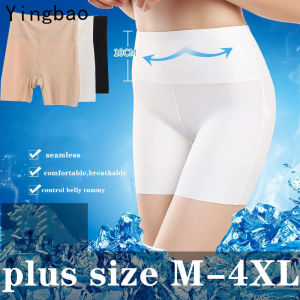 Yingbao 1pcs Ice Silk Safety Pants for Women Seamless Stretch Summer High Waist Ladies Shorts Leggings Underwear Plus Size