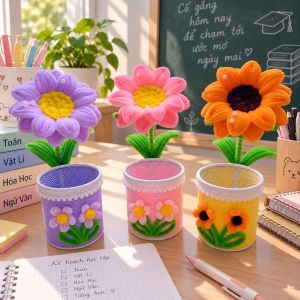 Khách Tự Làm - Set Hộp bút hoa hướng dương làm bằng kẽm nhung handmade làm quà tặng DIY - S1312
