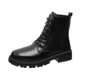 Size 35-40 Womens Casual Martin Boots Retro Midsole Boots Black Fashionable Thick Soled Shoes