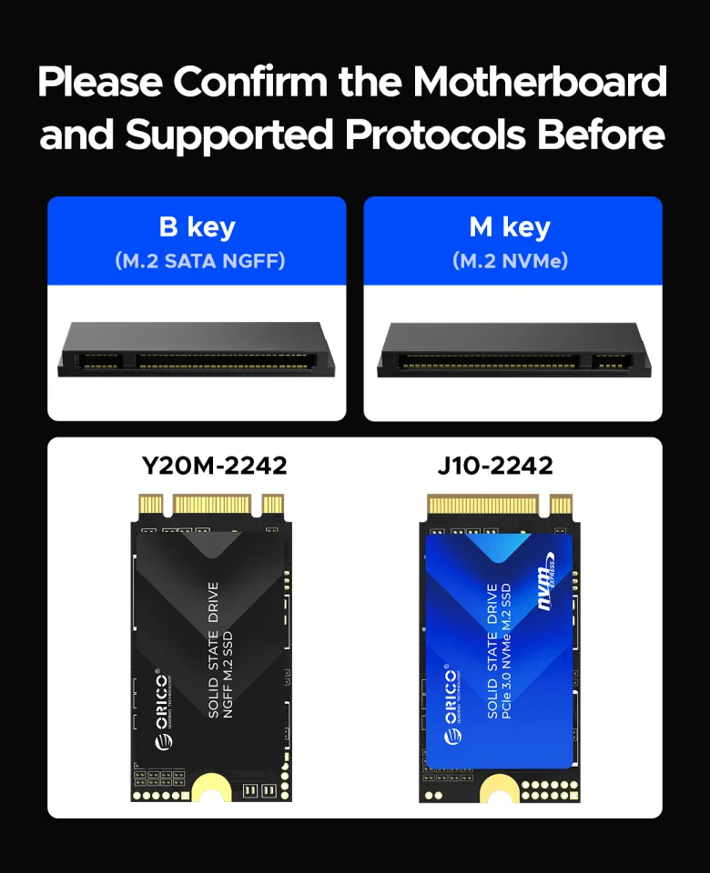 ORICO 2242 M.2 NVMe SATA PCIe 3.0 SSD 1TB 512GB SSD M.2 2242 PCIe