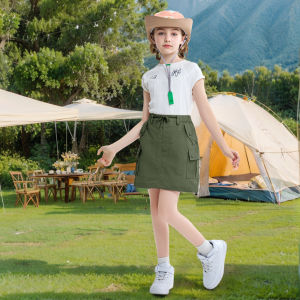 Rolanko Girls Cargo Skirt Parachute Shorts Skirt with Pockets Summer Kids Beach Hiking Sport Casual Skort with Elastic Waistband 5-14Years