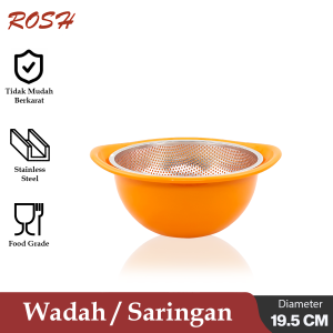 ROSH Wadah / Saringan Buah Stainless Steel 19.5 CM Fruit Colander Serbaguna ROS-PR-FCC19.5 Tosca