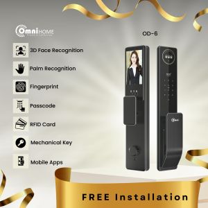 SG Installation OD-6 Omni Digital Door Lock Smart Lock Face Palm Fingerprint Wifi App Gate Bundle