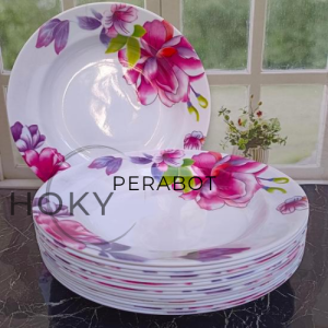 12 PCS PIRING MAKAN  MAWAR VIOLET TERMEWAH SEMI MELAMIN MEISHYING TERLARIS
