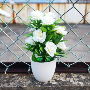 Tanaman Hias Pot Bunga Mawar Artificial Ornamen Bahan Plastik Mini Palsu Dekorasi Ruangan PBP62