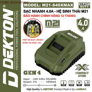 Sạc Pin Nhanh DEKTON M21-S40XMAX M21-S40MAX 21V 4A Hệ Pin M21 Gen 4 Màu Olive Màu Xám STORE SILEMAYMOC