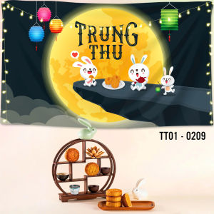 (Tặng đinh móc+keo dán) Phông nền tranh vải treo tường backdrop Tết Trung Thu Tranh Trung Thu có tranh khổ lớn