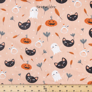 ผ้าคอตต้อน 100% ลาย Halloween หน้ากว้าง 65 นิ้ว ผ้าเมตร ผ้าหลา