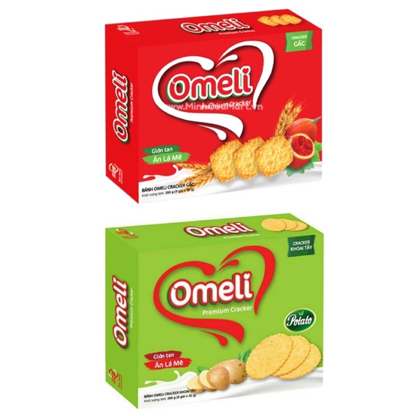 [NEW] Bánh Omeli Cracker Hộp 288g/400gKhoai Tây/Vừng dừa/Gấc ĐỦ VỊ ...