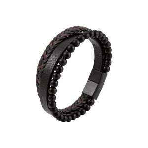 ร้านอยู่กทม.สร้อยข้อมือ หนังถัก 21CM สไตล์วินเทจ ย้อนยุคพังก์ จี้หิน ข้อมือถักแฟชั่นสําหรับผู้ชาย เครื่องประดับ