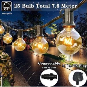 Solar/UK Plug String Lights Fairy lights Lampu Raya hari raya lights G40 Tungsten String Lights/LED Solar Light Shatterproof Outdoor Umbrella Lights Hari Raya Decoration