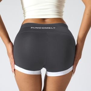ซูเปอร์ฟลาวเวอร์เอวสูงและสะดวกสบายมีสไตล์กางเกงขาสั้นลายผิวปลาฉลามสำหรับผู้หญิงไม่มีความอึดอัดใจเหมาะสำหรับการวิ่งโยคะกลางแจ้ง
