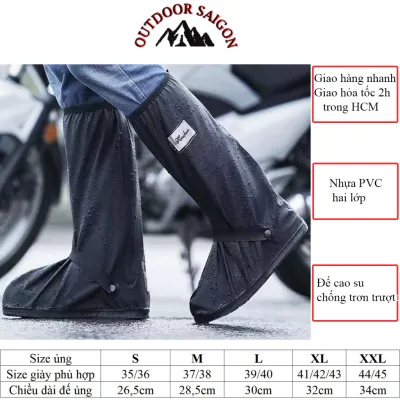 Ủng Đi Mưa Bọc Giày Cổ Cao Màu Đục 2 Lớp Chống Bẩn Chống Thấm Cao Cấp